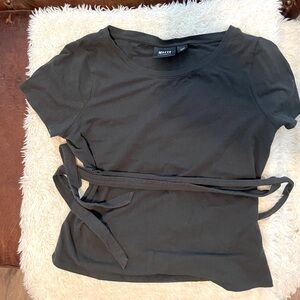 Black body wrap tshirt Maeve for Anthropologie.